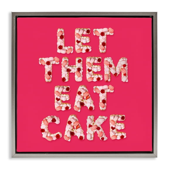 Stupell Industries Modern Let Them Eat Cake Gray Floating Frame Canvas Art, 18 x 18, by LISH Creative