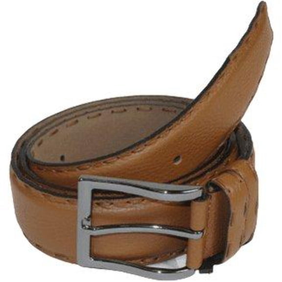 Men Genuine Leather Belt PIERO ROSSI Turkey Full Grain Hand Stitch 301 Cognac