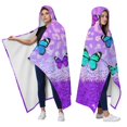 thumbnail image 1 of Wearable Blanket,Purple Butterfly Leopard Pattern Hooded Wearable Flannel Blanket for Adults & Teens,Winter Poncho Shawl Wrap Cape Cozy Anti-Pill,50"x60", 1 of 1