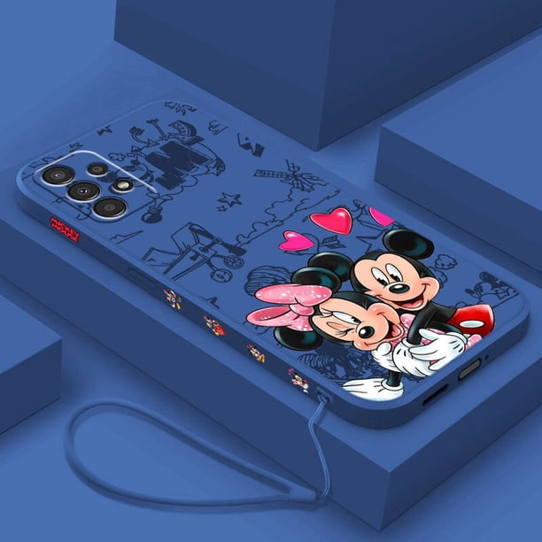 Disney-funda de Mickey Mouse para móvil, carcasa líquida de cuerda izquierda para Samsung A73, A72, A54, A53, A52, A42, A34, A33, A32, A23, A22, A14, A13, A12 Fivean unisex