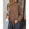 thumbnail image 3 of Contrast Button Shoulder Detail Sweater Brown Large, 3 of 4