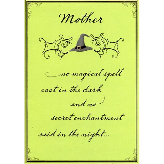 Designer Greetings Witches Hat with Gold Buckle on Green Halloween Card for Mother
