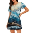 thumbnail image 1 of Disketp Iceberg Bald Eagle para Camisón Corto de Manga Corta para Mujeres, Camisón Cómodo con Escote Redondo, Bonito y Confortable, 1 of 6
