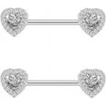 thumbnail image 4 of 14G Love Heart Cubic Zirconia Nipple Rings Bar 316L Stainless Steel Tongue Ring Barbell Piercing Body Jewelry, 4 of 6
