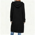 thumbnail image 4 of JGGSPWM Long Hoodies for Women Solid Color Long Sleeve Hooded Pocket Zipper Drawstring Fleece Jacket Sweatshirts Fall Winter Fashion Clothes Black XL, 4 of 5