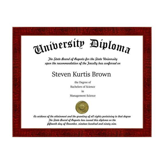 Single Diploma / Document Frame for 15" wide x 12" Tall Diploma