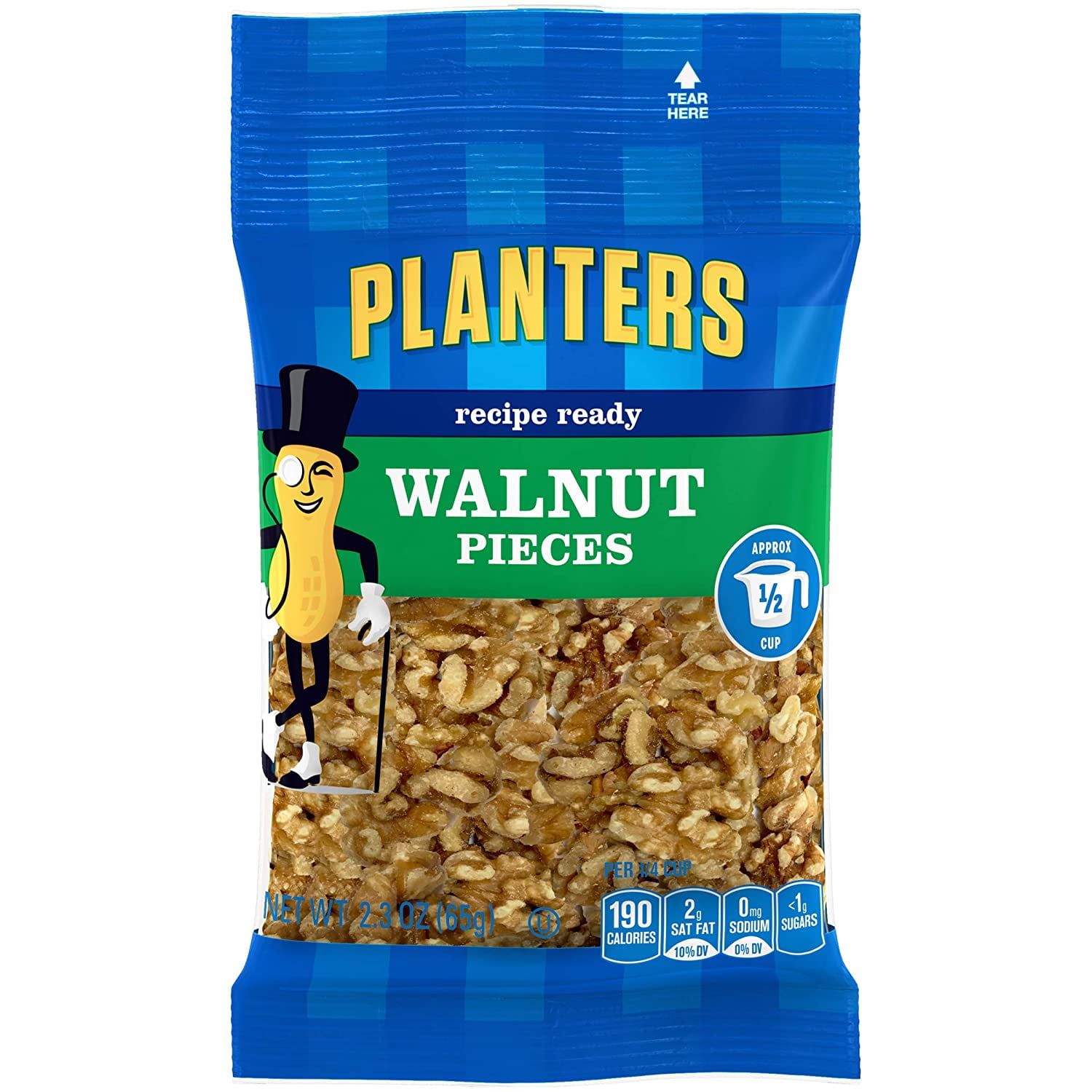 Planters Unsalted Walnut Halves & Pieces, 2.3 Ounce (Pack of 12