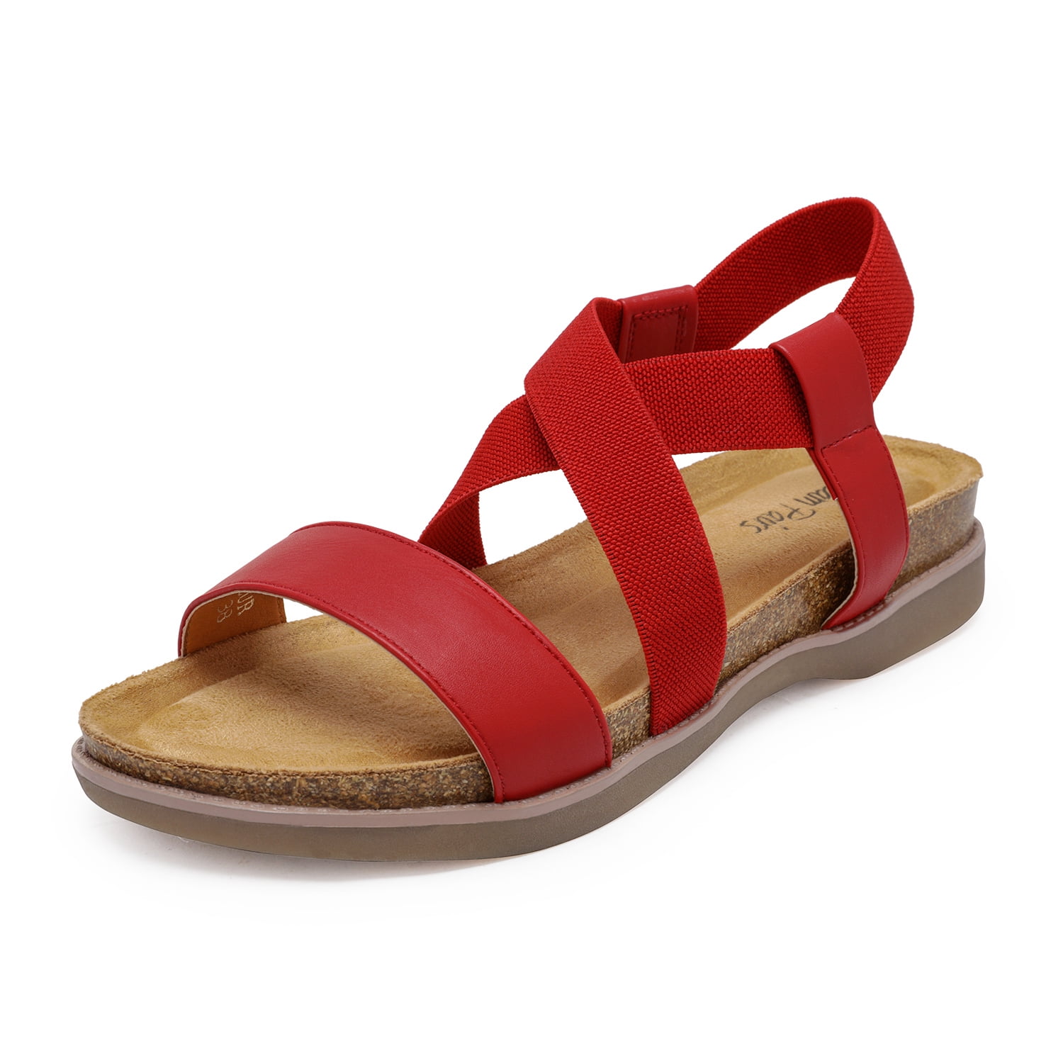 DREAM PAIRS Women’s Open Toe Elastic Strap Flat Sandals Summer Casual ...