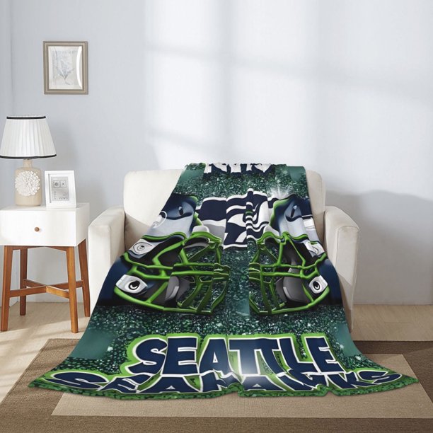 Manta clásica personalizada de los Seahawks para fanáticos del fútbol, regalos de Navidad para hombres y mujeres, sofá cama de franela suave, tamaño 30 x 40 pulgadas, 40 x 50 pulgadas, 50 x 60