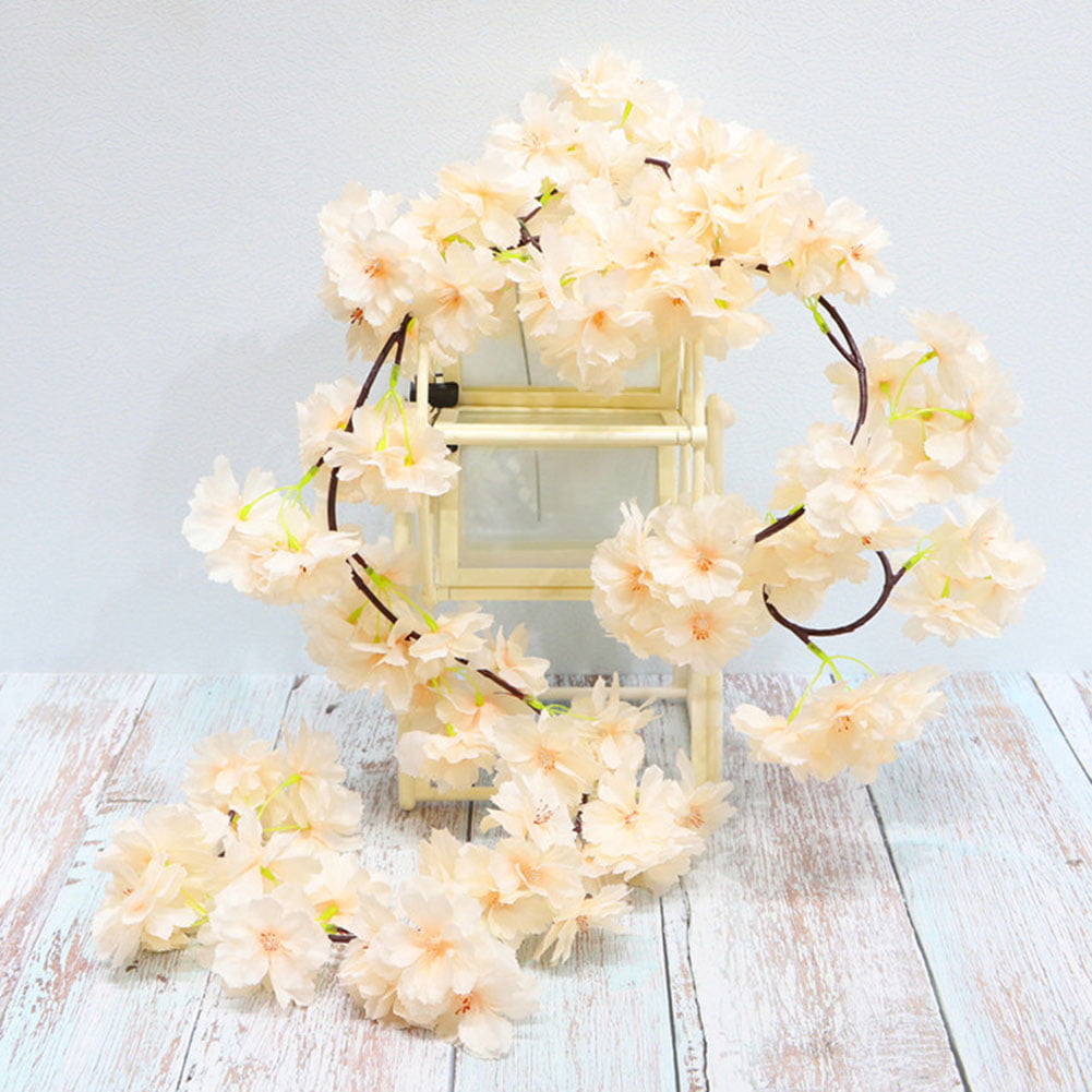 Details about  / Artificial Hanging Rattan Garland Of Silk Cherry Blossom Flowers Home Decoration