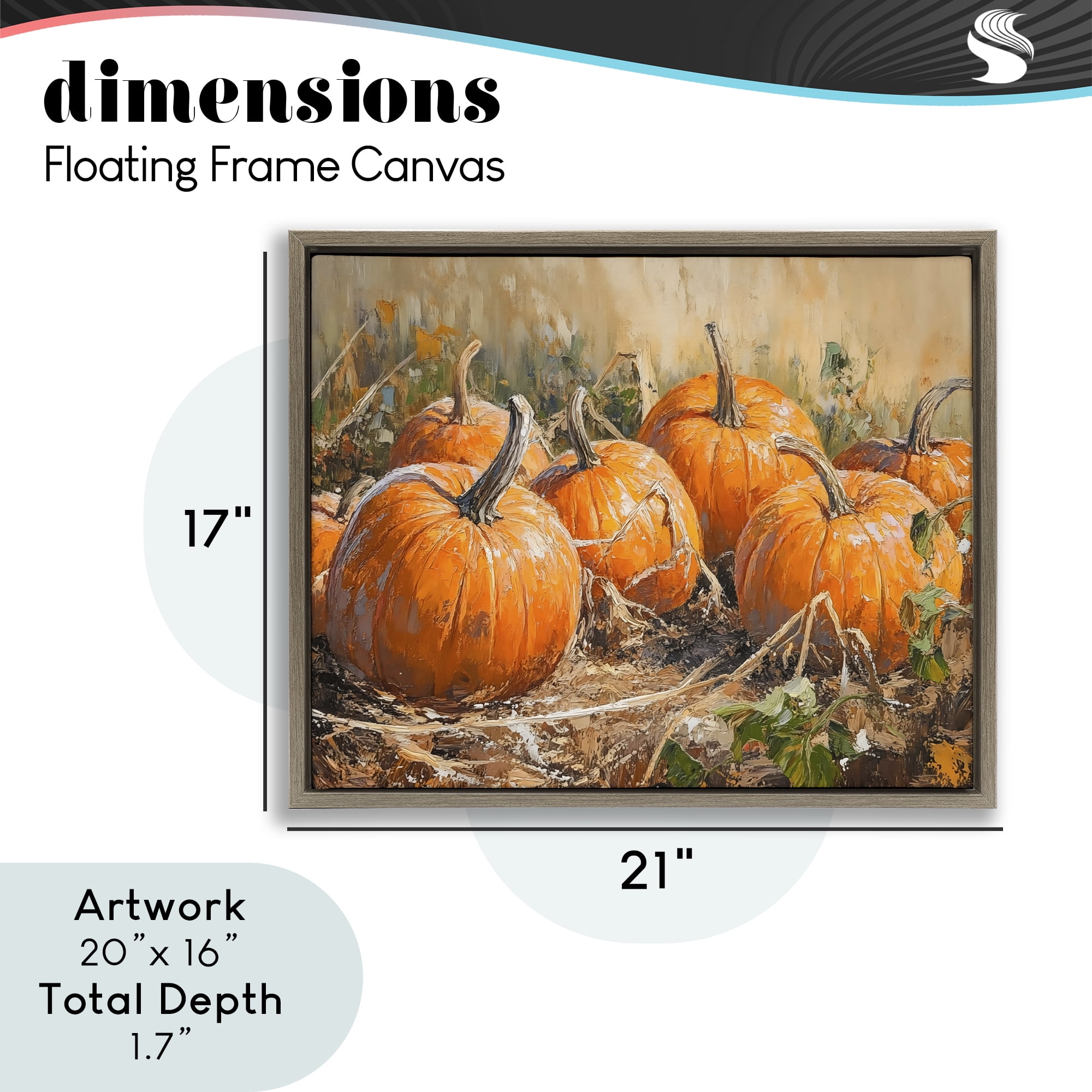 Stupell Industries Pumpkin Patch Autumn Harvest Scene Brown Framed Floater Canvas Wall Art, design by Nini Art