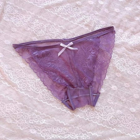 

ALSLIAO Women Sexy Lingerie Lace Underwear Panties Brief Bikini Knickers Thongs G-String Purple L