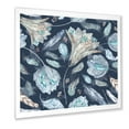 thumbnail image 2 of Designart 'Navy Blue Botanical Pattern With Feathers' Traditional Framed Art Print, 2 of 4