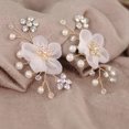 thumbnail image 2 of White Wedding Flower Shoe Buckle with Rhinestone and Artificial Pearls for Durable Decorative Use 1, 2 of 8