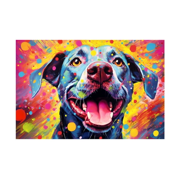 Canvas Wall Art - Ray Heere 'Happy Dog 1' Wall Art for Living Room, Bedroom, or Office Décor by Trademark Fine Art - 19 x 12 Inches