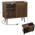 thumbnail image 2 of Record Player Stand, Record Player Table with Power Outlet, Record Storage Cabinet with Slide Door, Mid Century Modern Record Player Stand for Bedroom Living Room, 2 of 6