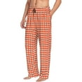 thumbnail image 2 of Disketp Orange Gingham Men'S Pajama Pants - Ultra Soft Fleece Sleep And Lounge Pants (Size: S-Xxl), 2 of 9