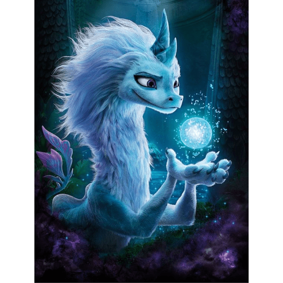 DIY Diamond Art Painting Kit for Adult Full Round Diamond Drill Kit Raya and The Last Dragon 5D Wall Painting Art Gem Art Craft Home Game for Children 15.8x11.8 inch