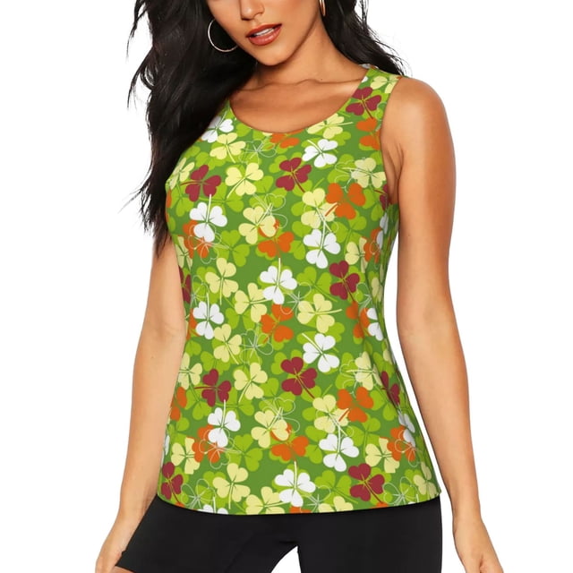 Balery St. Patrick's Day3 Camiseta sin mangas estampada ligera para mujer, tops de entrenamiento sin mangas, camisetas de yoga transpirables de secado rápido.-Large