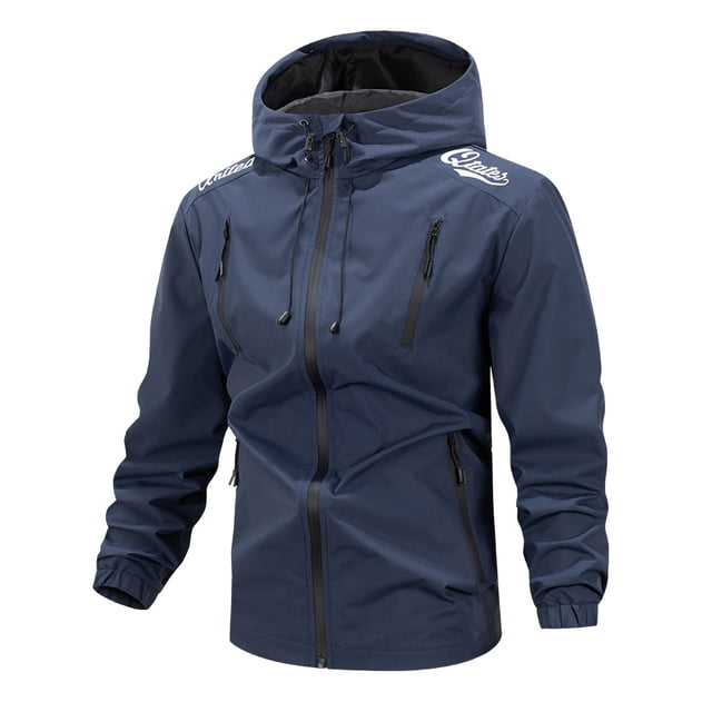 Ceisia Men's Hooded Waterproof Long Sleeve Jacket Casual Solid Color Loose Fit Gift Outerwear