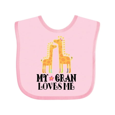 

Inktastic My Gran Loves Me Giraffe Gift Baby Girl Bib