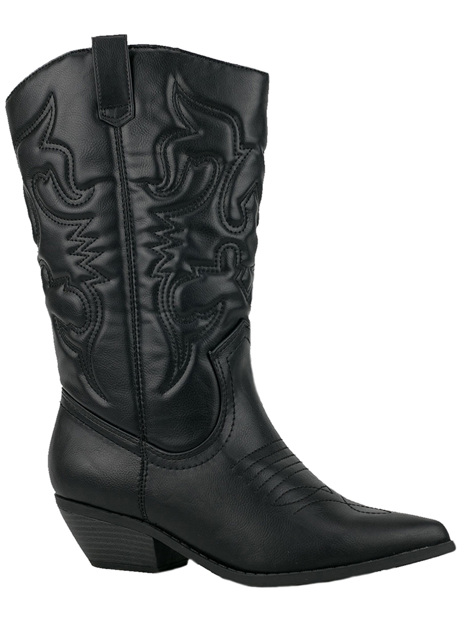 Reno Black Soda Cowboy Western Stitched Boots Women Cowgirl Boots Pointy Toe Knee High - image 2 of 3