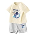 thumbnail image 1 of MIASHUI Ensemble d'Été Deux Pièces T-Shirts Graphiques à Manches Courtes et Shorts, Beige, 2-3 Ans, 1 of 4