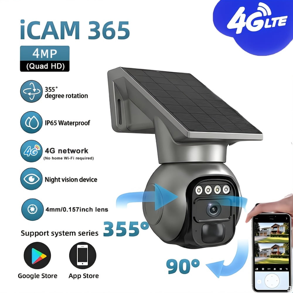 Outdoor Wireless Security Camera.Ptz Solar Wireless Security Camera with AI Human Detection, Wire-Free Battery Solar Powered, Color Night Vision, No for Home Wi-Fi Required, 2-Way Audio