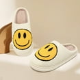 thumbnail image 2 of Smile Face Slippers for Women and Men Retro Comfy PU Leather Slip-On House Shoes with Memory Foam Warm Soft Flat Slides for Indoor & Outdoor, 2 of 5