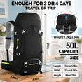 Internal Frame Hiking Backpack 45+5L 02 Black, Lightweight Outdoor Pack ...