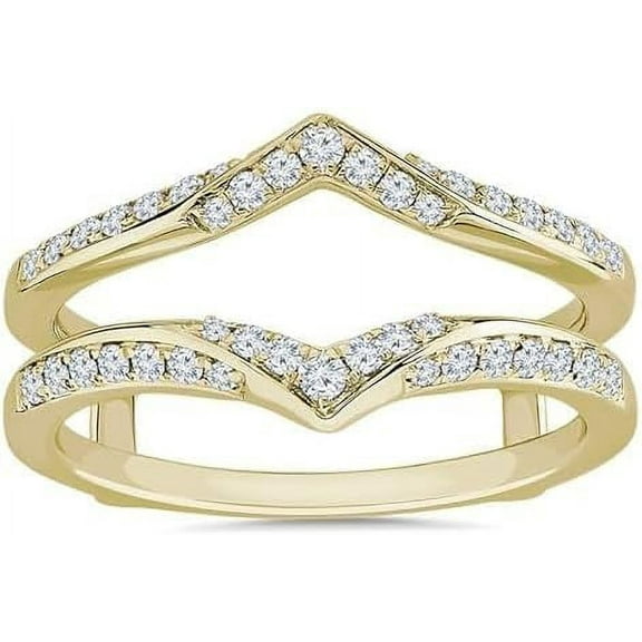 1.05Ct Round Cut White Diamond Enhancer Guard Wrap Engagement Band Ring 14k Yellow Gold Finish-8