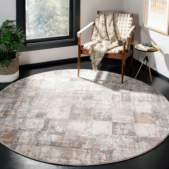SAFAVIEH Invista Phillip Abstract Area Rug, Cream/Beige, 6'7" x 6'7" Round