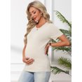thumbnail image 5 of DARING DIVA Women's Maternity Stretchy Knit Short Sleeve Sweater S White, 5 of 8