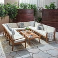 thumbnail image 2 of Noble House Grenada Outdoor Acacia Wood 10 Seater Sectional Sofa Set Teak/Beige, 2 of 7