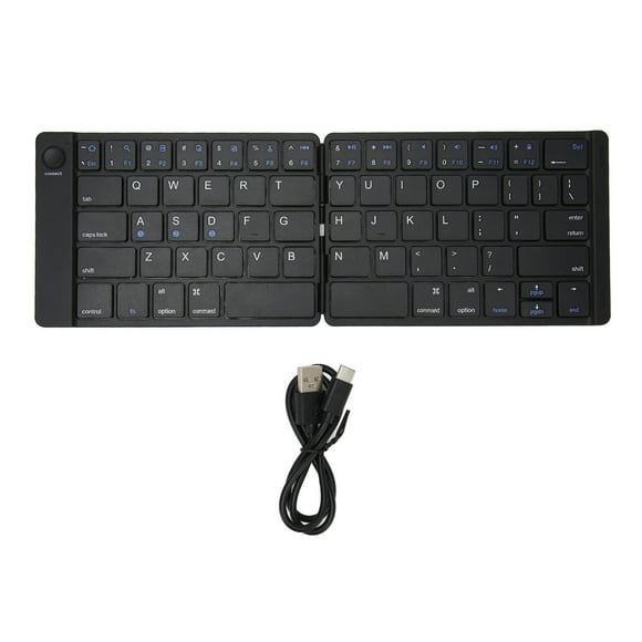 Foldable Bluetooth Keyboard 65 Keys Type C Interface PU Leather Wireless Folding Keyboard Pocket Bluetooth Keyboard for PC