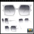 thumbnail image 3 of Womens Bat Wing Shape Plastic Oversized Rectangle Fashion Sunglasses White - Smoke, 3 of 8