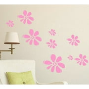 Girl's Wall Sticker Flower Decals 9Pc Large Floral Decor Soft Pink