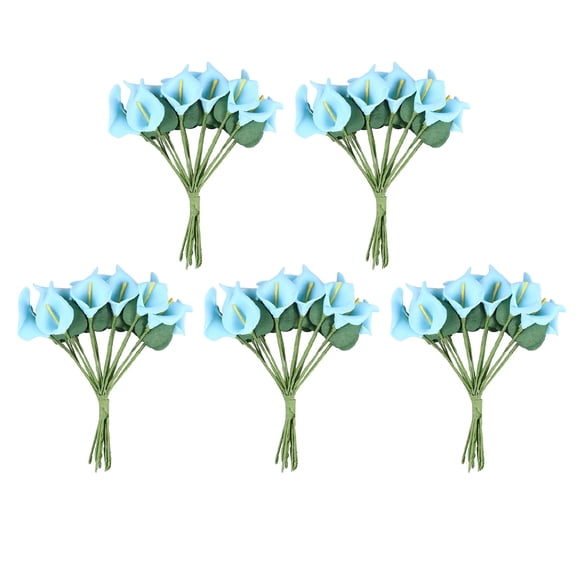 UPOUART Lot de 5 Fausses Fleurs Décoration Fleurs en Plastique Bleues pour Mariage et Déco Maison