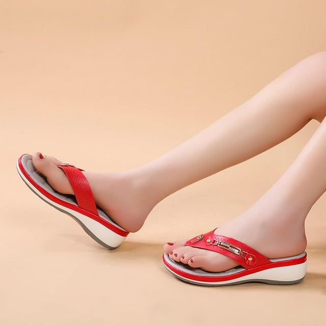 Chanclas de fondo grueso de verano Sandalias de playa con cuña para mujer Wmkox8yii ytu4561
