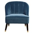 thumbnail image 3 of Alpine Furniture 8172-1 Deco Blue Button Tufted Accent Chair, Brown & Gold Legs, 3 of 6