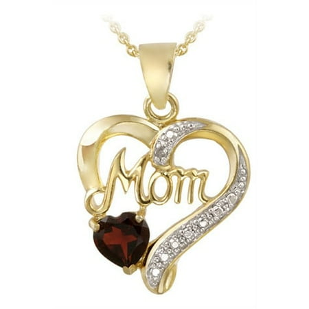 18k Gemstone Cufflinks - 18k Gold over Silver Gemstone and Diamond 'Mom' Necklace