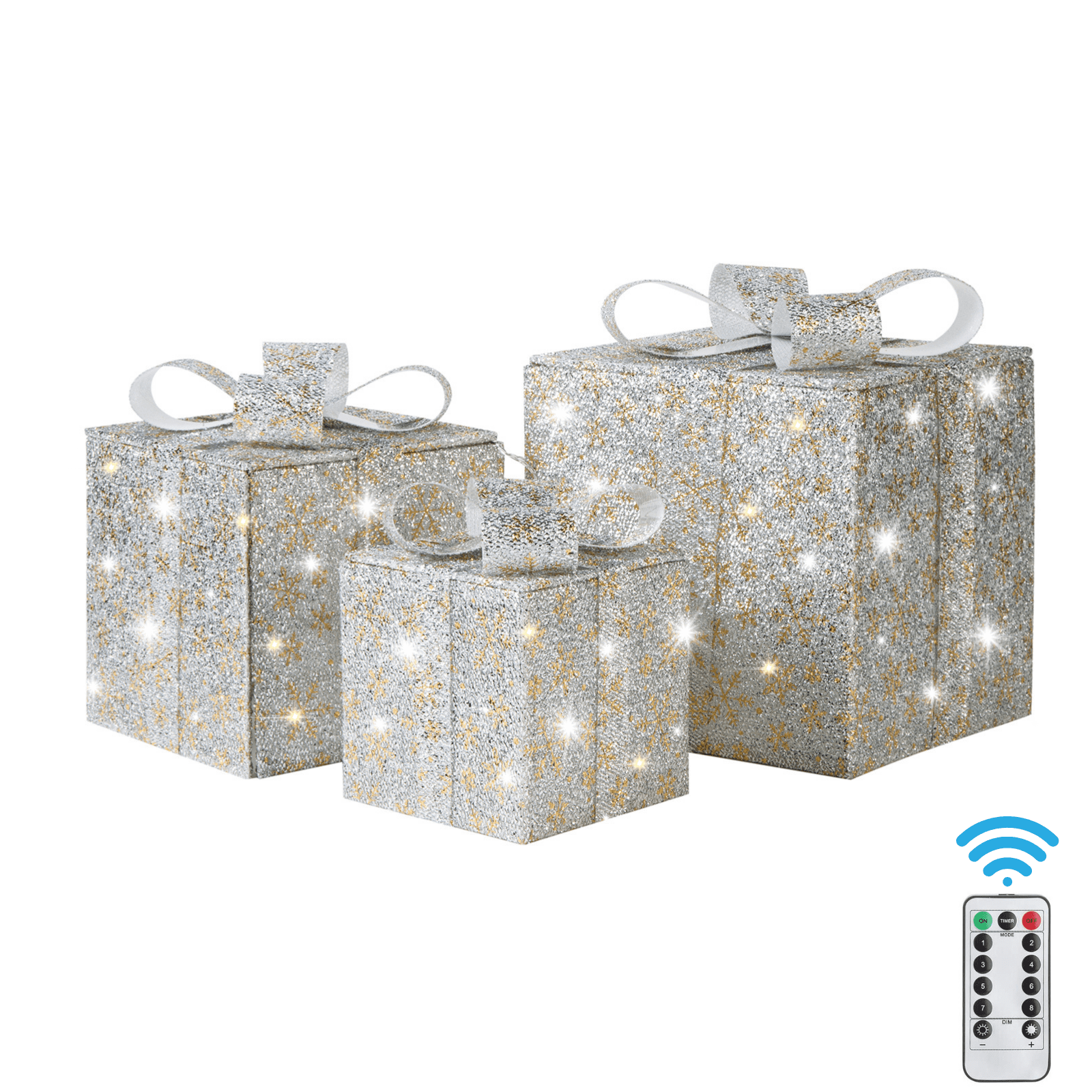 XmasExp 3PCS Light Up Gift Box for Christmas Decoration