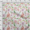thumbnail image 2 of oneOone Silk Tabby White Fabric Flower & Leaves Watercolor Quilting Supplies Print Sewing Fabric By The Yard 42 Inch Wide, 2 of 4