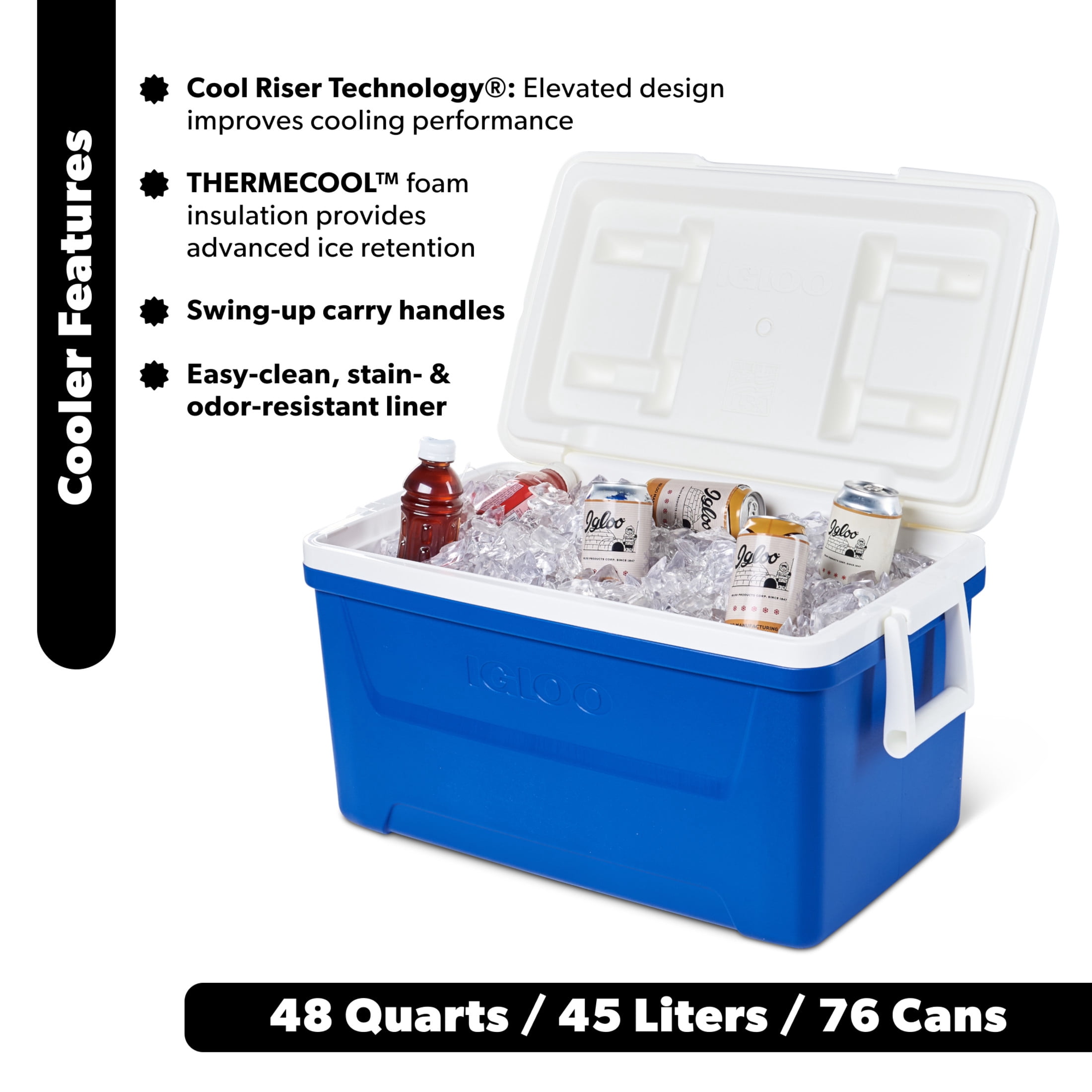 Igloo 48 QT Laguna Hard Sided Ice Chest Cooler, Blue