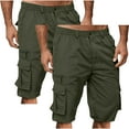 thumbnail image 2 of Havenre 2 Pack Cargo Shorts for Men Casual Summer Hiking Pants Elastic Waist Big and Tall Regular Fit Knee Length Multi-Pockets Bermuda Shorts Army Green L, 2 of 9