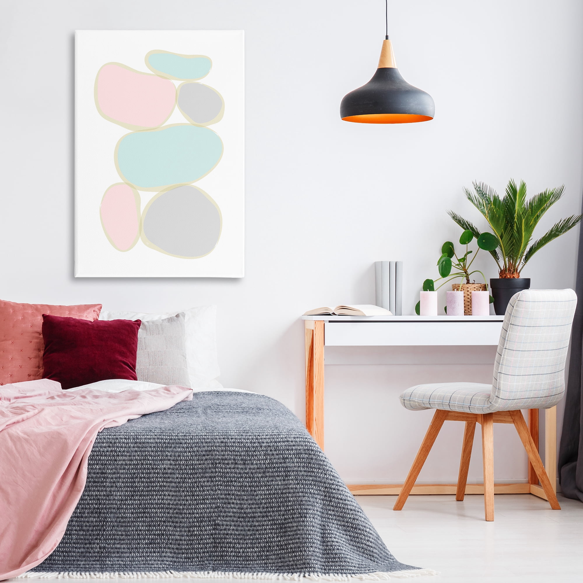 Stupell Industries Circular Pastel Shapes Abstract Painting Gallery Wrapped Canvas Art Print Wall Art, 30 x 45