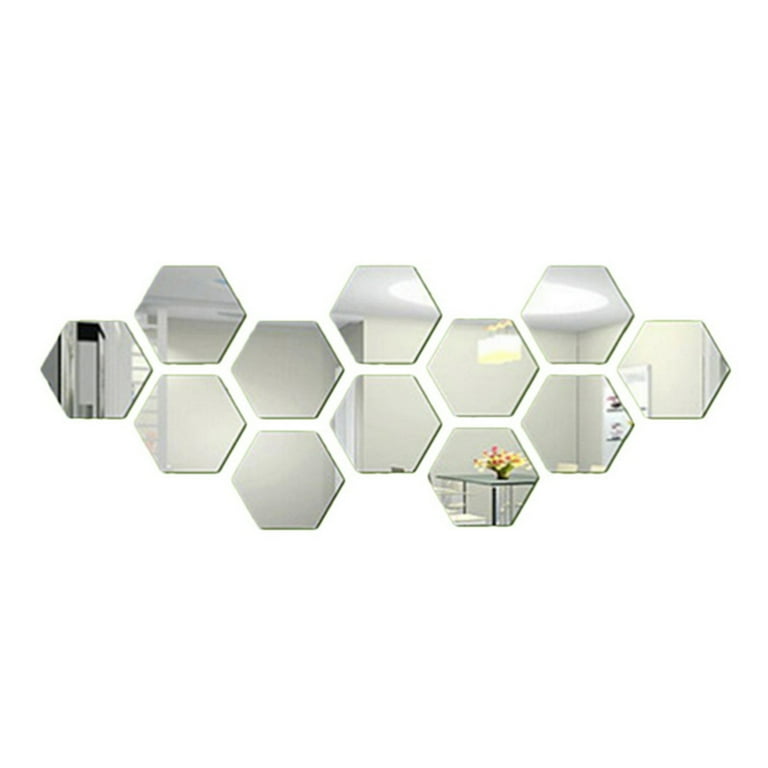 Flexible Reflective Hexagon Mirror Sheets Self-Adhesive Mirror Tiles Non-Glass Mirror Stickers for Home Decoration Daily Use Living Room Bathroom