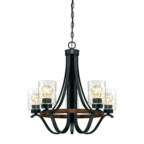Westinghouse Lighting  Barnwell Five-Light Indoor Chandelier Textured Iron and Barnwood 5-Light Painted