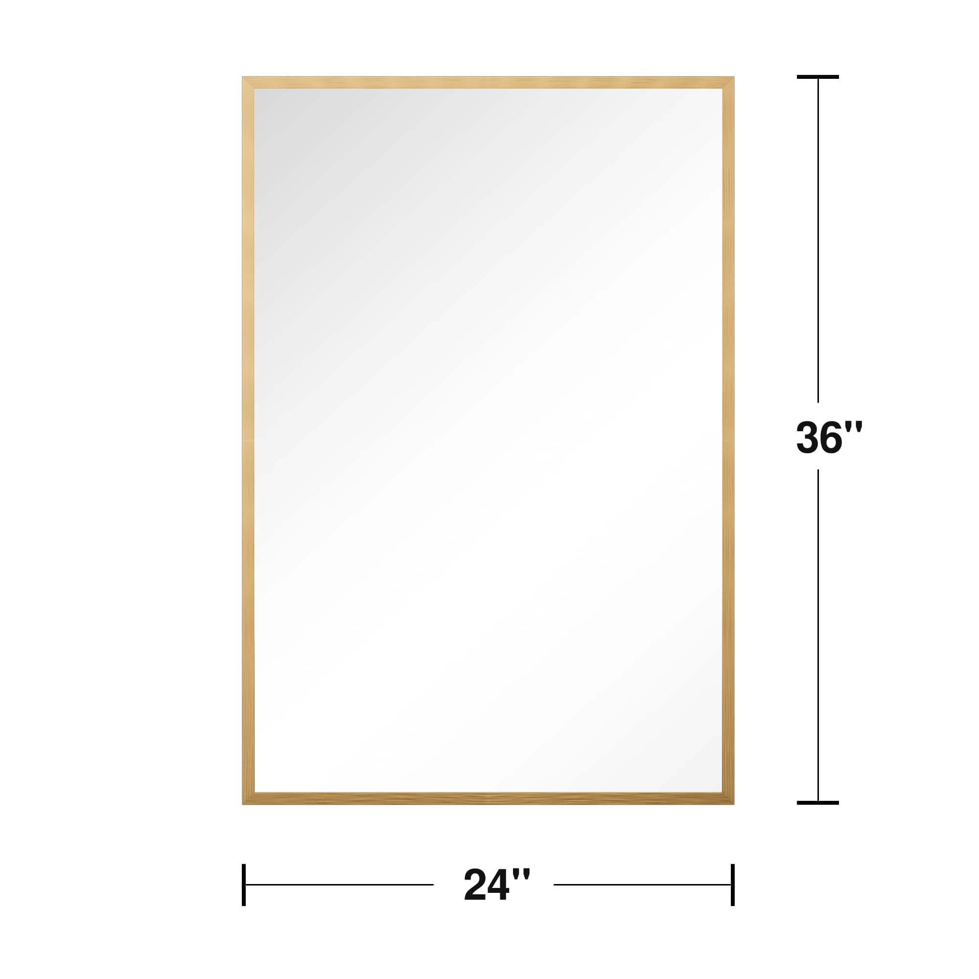 MAYEERTY 36"x24" Aluminum Alloy Rectangular Hanging Mirror, Mid-Century Bathroom Mirror, Gold