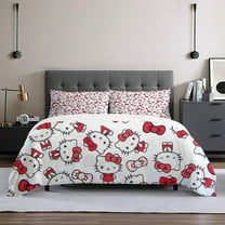 Hello Kitty Christmas Queen Comforter Set, 3pcs Bedding Sets Queen, All Season Lightweight Blanket Quilt 60x80 Inch